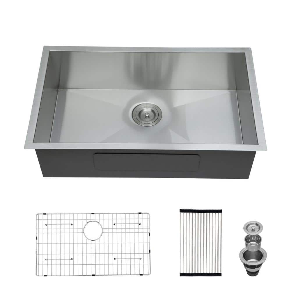 Xzkai 30 in. Undermount Single Bowls Stainless Steel Kitchen Sink with ...