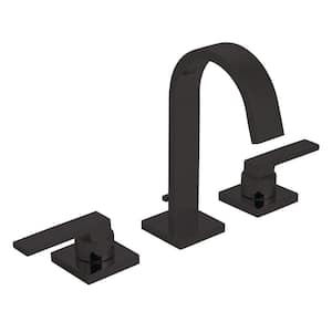 Lura 8 in. Widespread 2-Handle Bathroom Faucet with Pop-Up Drain Assembly in Matte Black