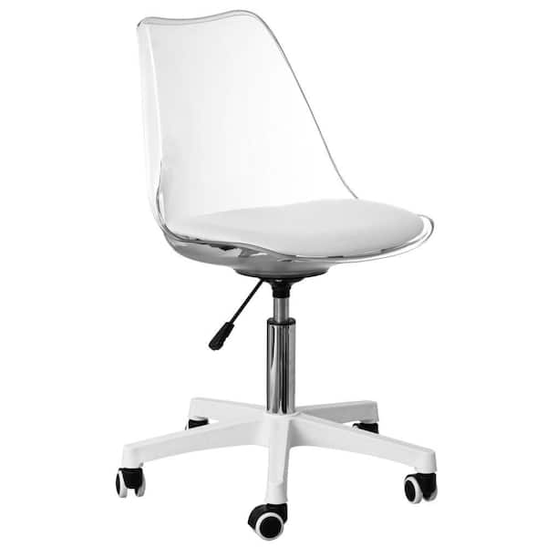 Acrylic Desk Chair, Armless Office Chair, Height Adjustable, Rolling Chair, Modern Ghost, with Swivel Function, Single