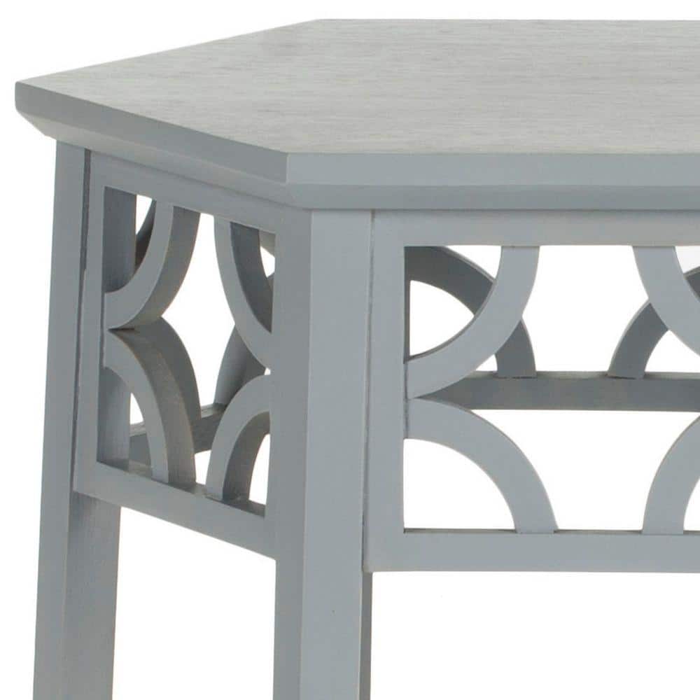 Pearl Blue Grey Hexagon Wood Accent Table