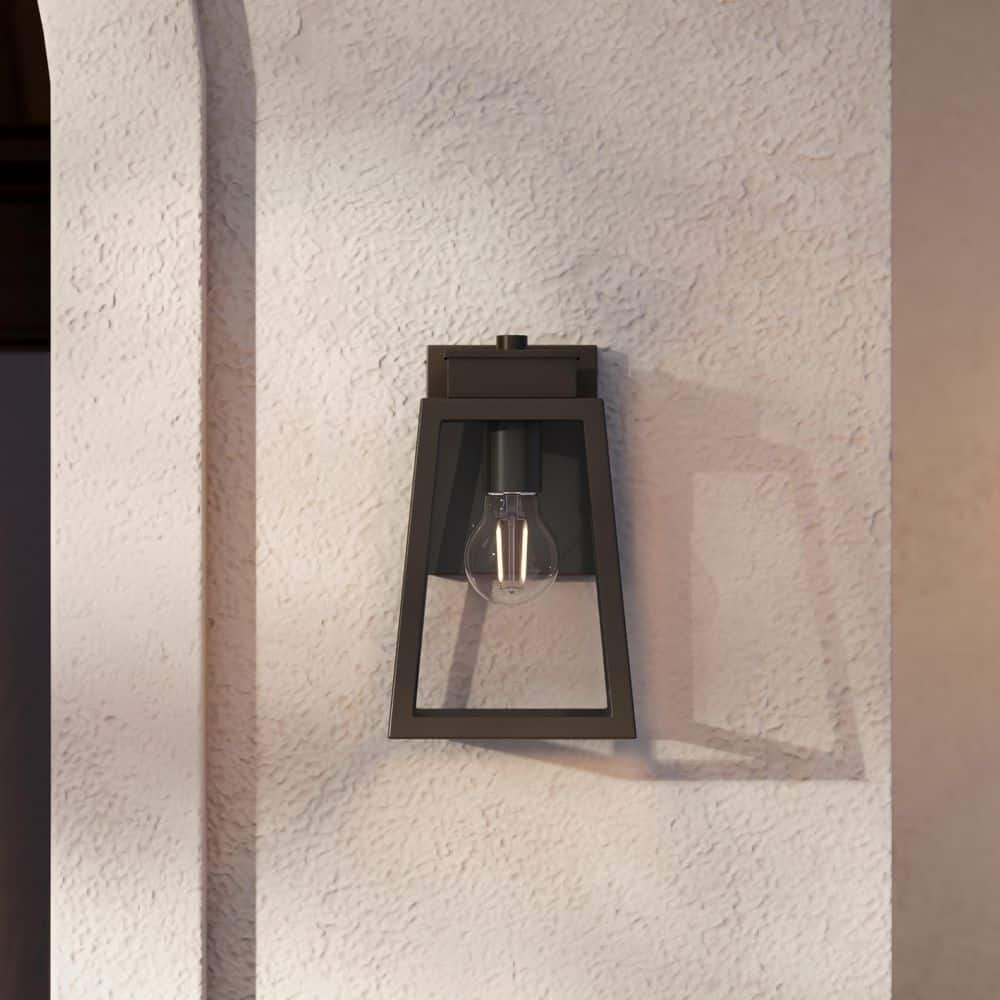 Hedry 10 In. Antique Bronze 1-Light Hardwired Small Outdoor Wall Lantern with Clear Glass Panels price history on PriceWatchPro