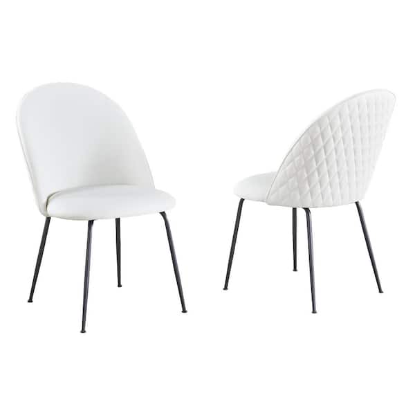 Best Quality Furniture Jace White Faux Leather With Grey Paint Iron Leg Side Chair (Set of 2)