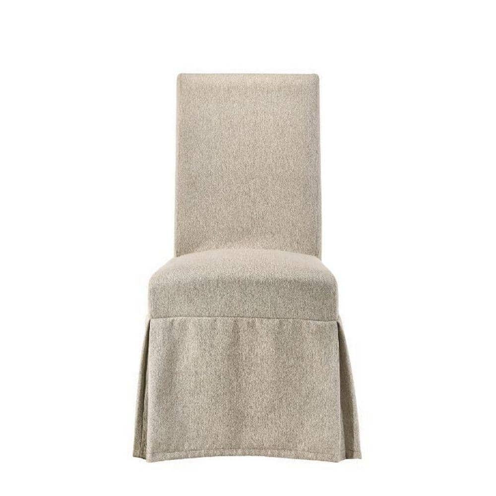 Elegant Beige Upholstered Rubberwood High-Back Side Chair, Set of 2
