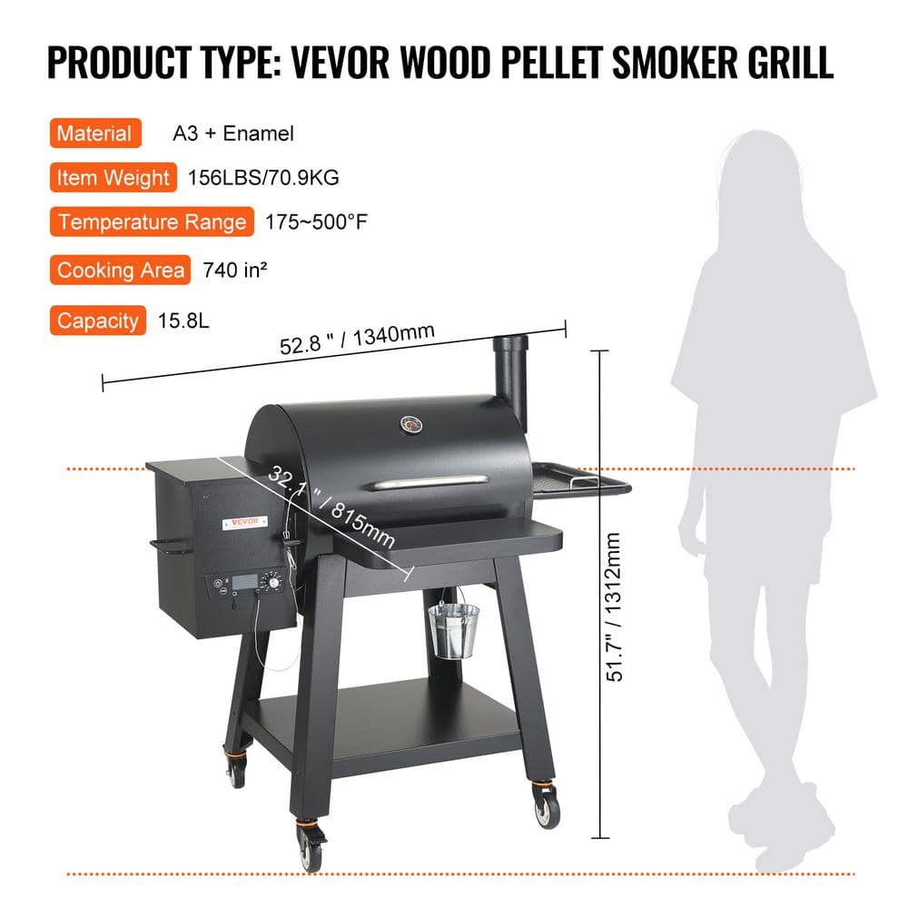 VEVOR 53" Black Heavy Duty Charcoal Grill with Cart