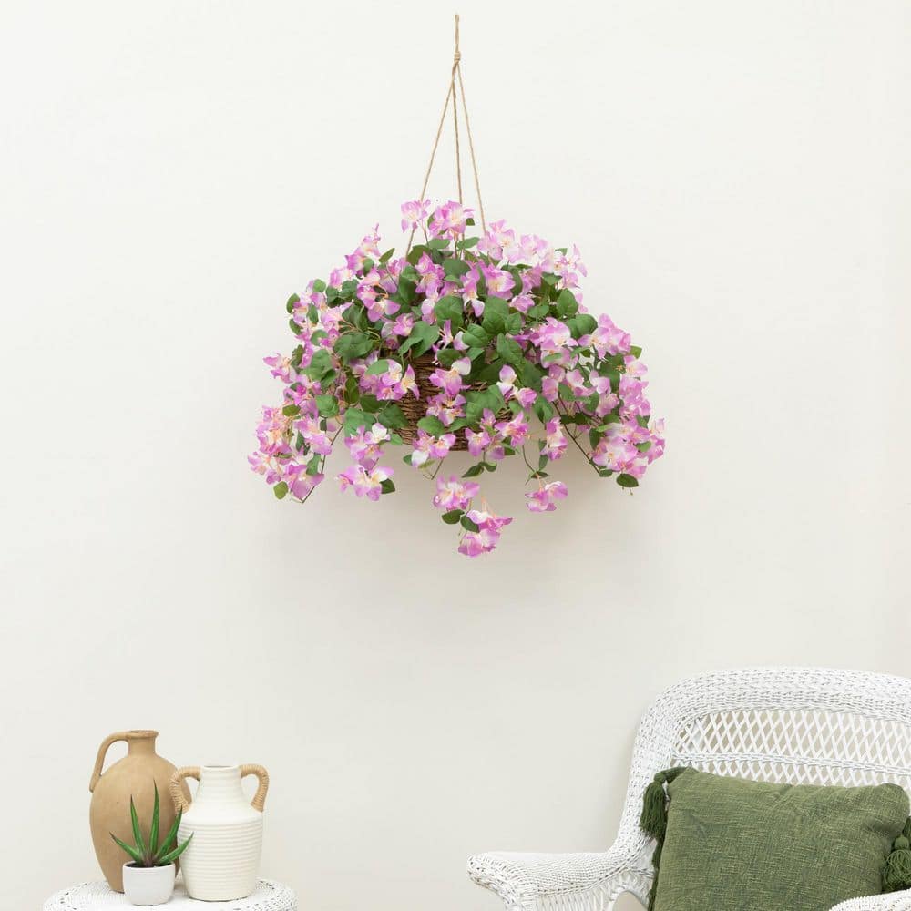 StyleWell 18 in. UV Resistant Artificial Bougainvillea in Hanging