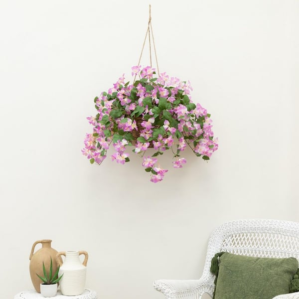 18 in. UV Resistant Artificial Bougainvillea in Hanging Basket