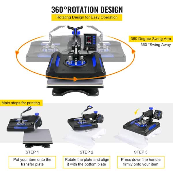 Transfer Crafts T-Shirt Heat Press & Digital Sublimation Machine (15x15 Blue)