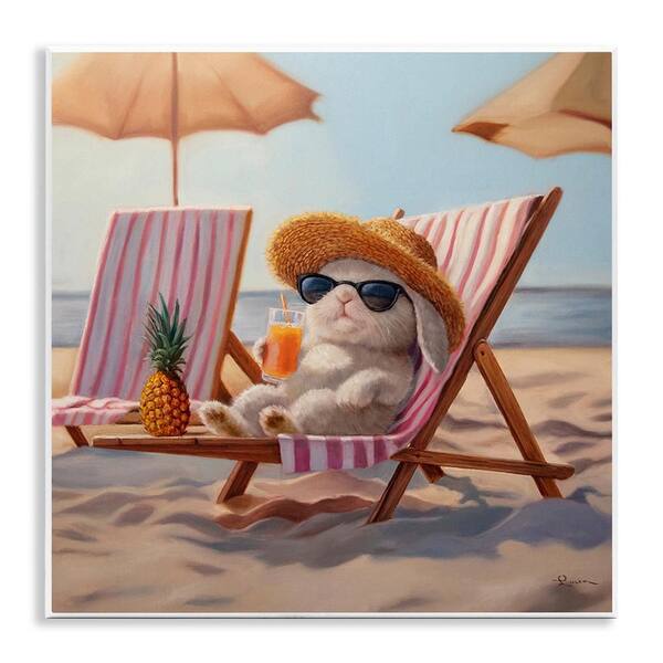 Beach Bun Relaxation by Lucia Heffernan Unframed Animal Graphic Art Print 12 in. x 12 in.