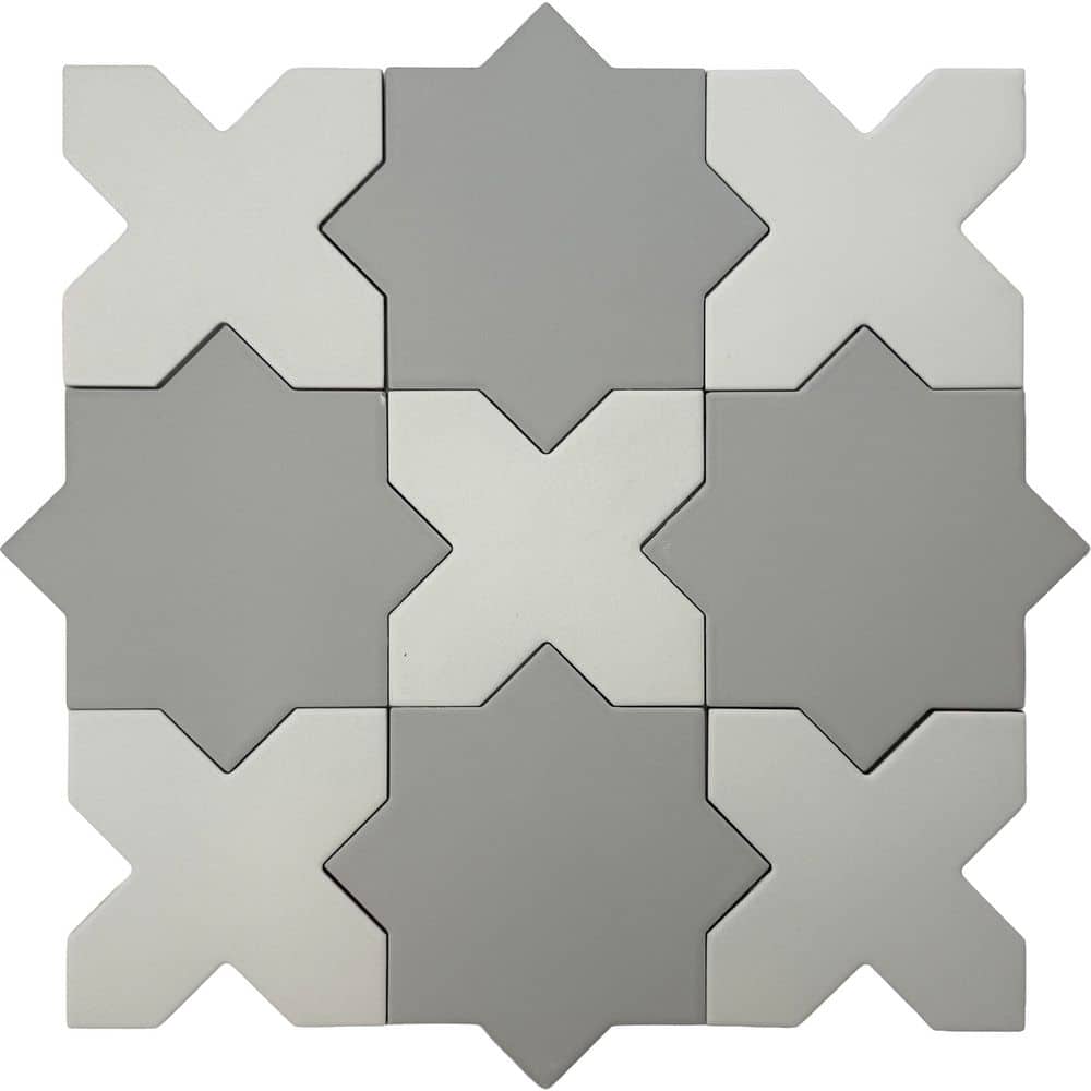 Seville 6.6 in. x 11.32 in Light Gray Star Pure White Cross Matte Porcelain Wall Floor Tile (10.62 sq. ft./case) 68-Pack price history on PriceWatchPro