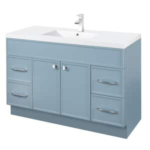 Shades 48 in. W x 21 in. D x 36.5 in. H Wall-Mounted Rectangle Basin in Cadet Blue with Vanity Top