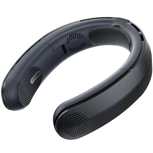 TORRAS Coolite 1.37 in. 3-Fan Speeds Personal Neck Fan in Black with Foldable Feature