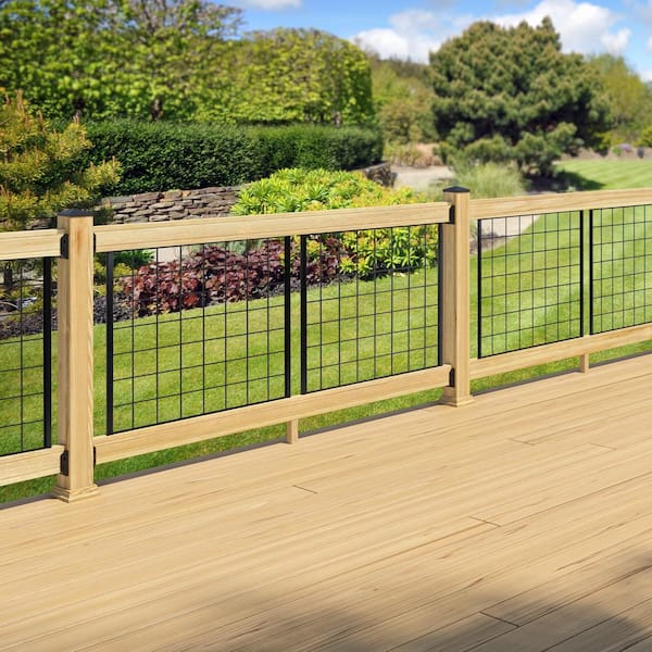 36 in. x 72 in. Pressure-Treated Wood Pine Black Powder-Coated Metal Hog Wire Rail Kit