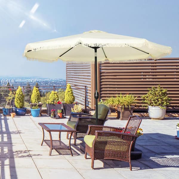 9 ft patio umbrellas on sale AreShark Umbrella for Outdoor, Outdoor Table Umbrella with Push Button Tilt and Crank, Outdoor Patio with 8 Sturdy Ribs for Market, Garden, Pool (Apple Green) Create a comfortable Otryad 9 ft. Patio Umbrella