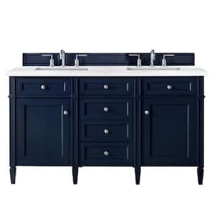 Brittany 60 in. W x 23.5 in.D x 34 in. H Double Bath Vanity in Victory Blue with Solid Surface Top in Arctic Fall