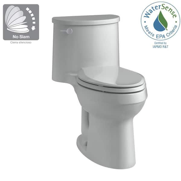 KOHLER Adair 12 in. Rough In 1-Piece 1.28 GPF Single Flush Elongated Toilet in Ice Grey Seat Included