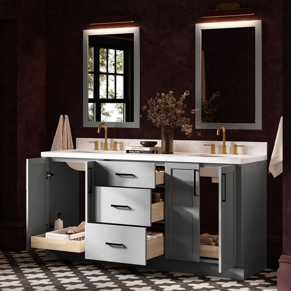 ARIEL Loren 72 in. Double Sink Freestanding Bathroom Vanity in