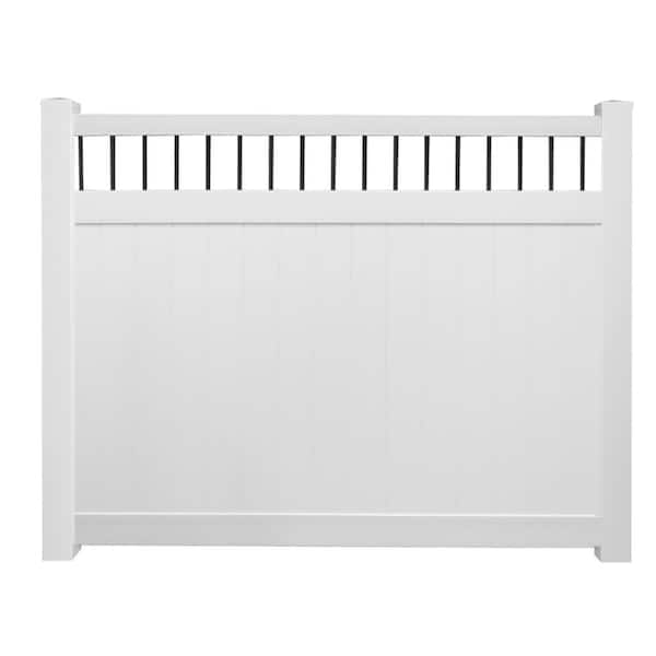 Weatherables Bradford 72 in. H x 132 ft. L White Vinyl Complete Privacy Fence with Black Baluster Accent Project Pack