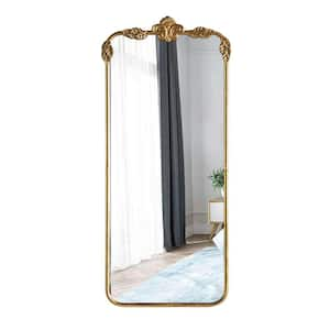 19 in. W x 32 in. H Rectangular Framed Floating Bathroom Vanity Mirror in Antique Gold Finished