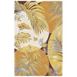 Circle of Palms Coral/Ivory 5 ft. 3 in. x 8 ft. 3 in. Area Rug