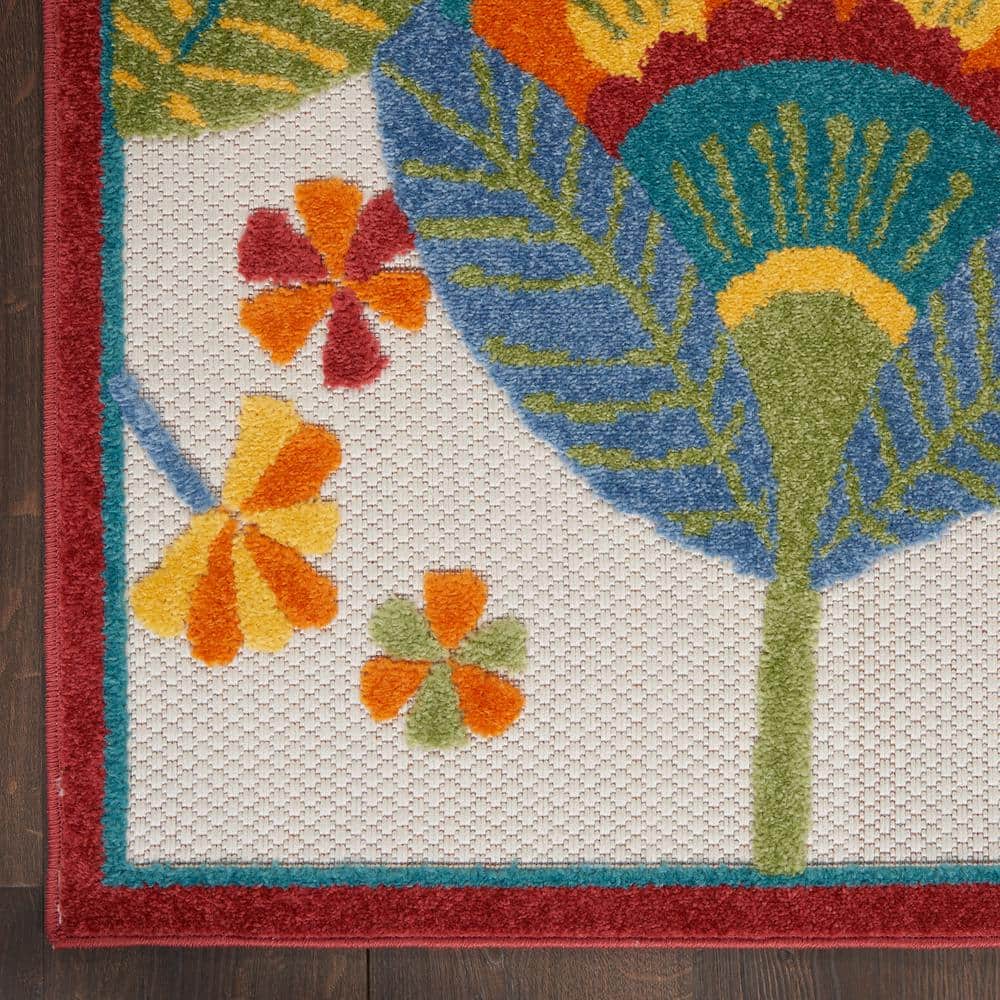 Aloha Multicolor Floral 2' x 6' Runner Outdoor Rug