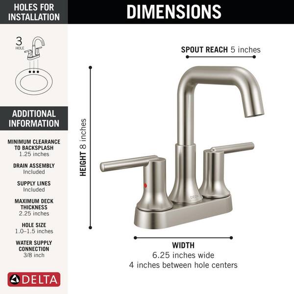 Delta Trinsic 4 in. Centerset Double Handle Bathroom Faucet in