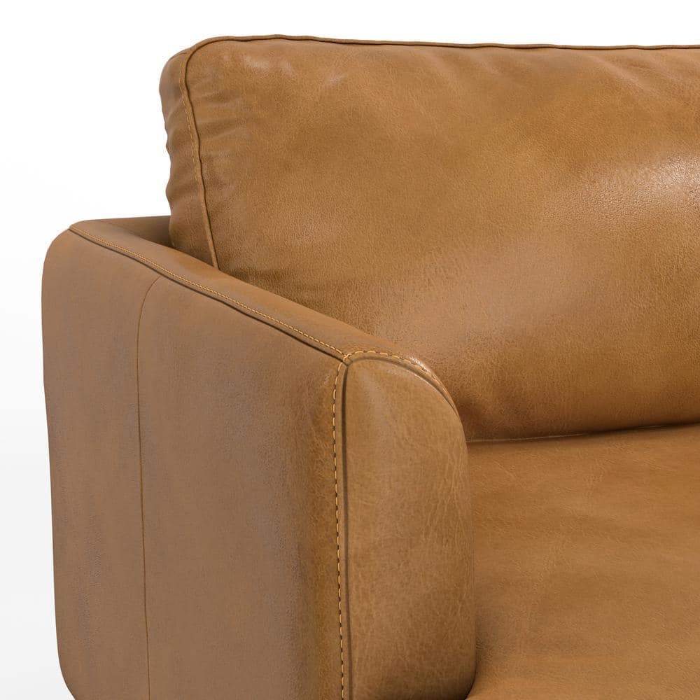 Livingston Sienna Leather 90-Inch Mid-Century Modern Sofa