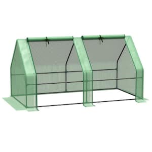 2.3 in. W x 1.2 in. D x 1.2 in. H Green Portable Mini Greenhouse Outdoor Garden with Zipper Doors and Water/UV PE Cover
