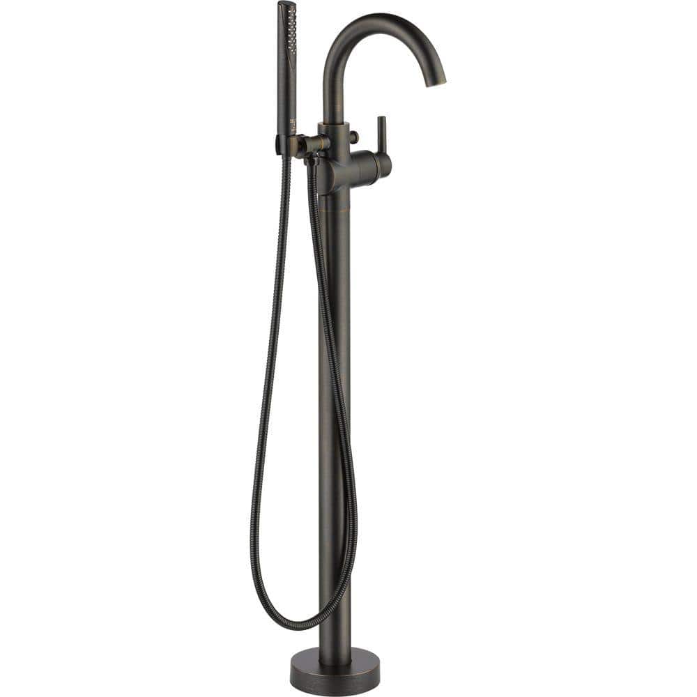Delta Trinsic 1-Handle Floor-Mount Roman Tub Faucet Trim Kit with Hand Shower in Venetian Bronze (Valve Not Included) -  T4759-RBFL