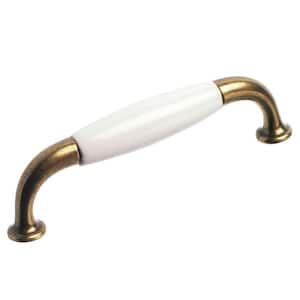 Cherbourg Collection 3 3/4 in. (96 mm) White and Burnished Brass Traditional Cabinet Bar Pull