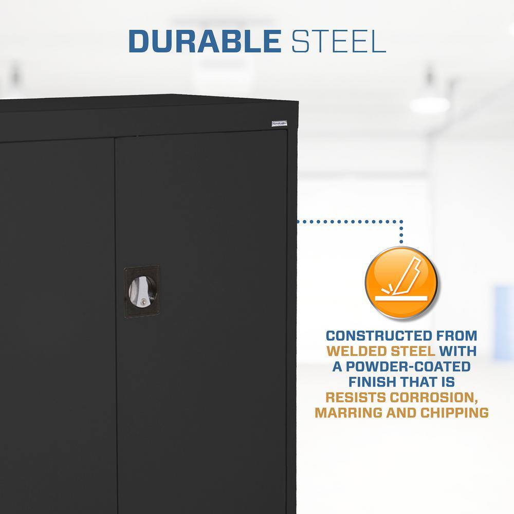 Black Steel Freestanding Lockable Cabinet with Adjustable Shelving