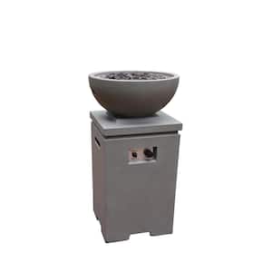Exeter 21 in. x 38 in. Round Concrete Propane Fire Pit in Light Grey