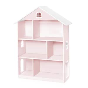 Dollhouse 42 in. Pink MDF 3-Shelf Vertical Bookcase