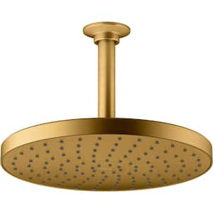 Awaken 1-Spray Patterns 1.75 GPM 10 in. Ceiling Mount Fixed Shower Head in Vibrant Brushed Moderne Brass