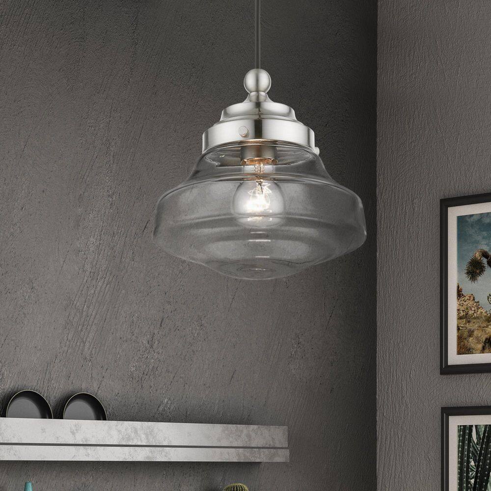 Avondale Brushed Nickel Mini Pendant with Clear Glass Shade