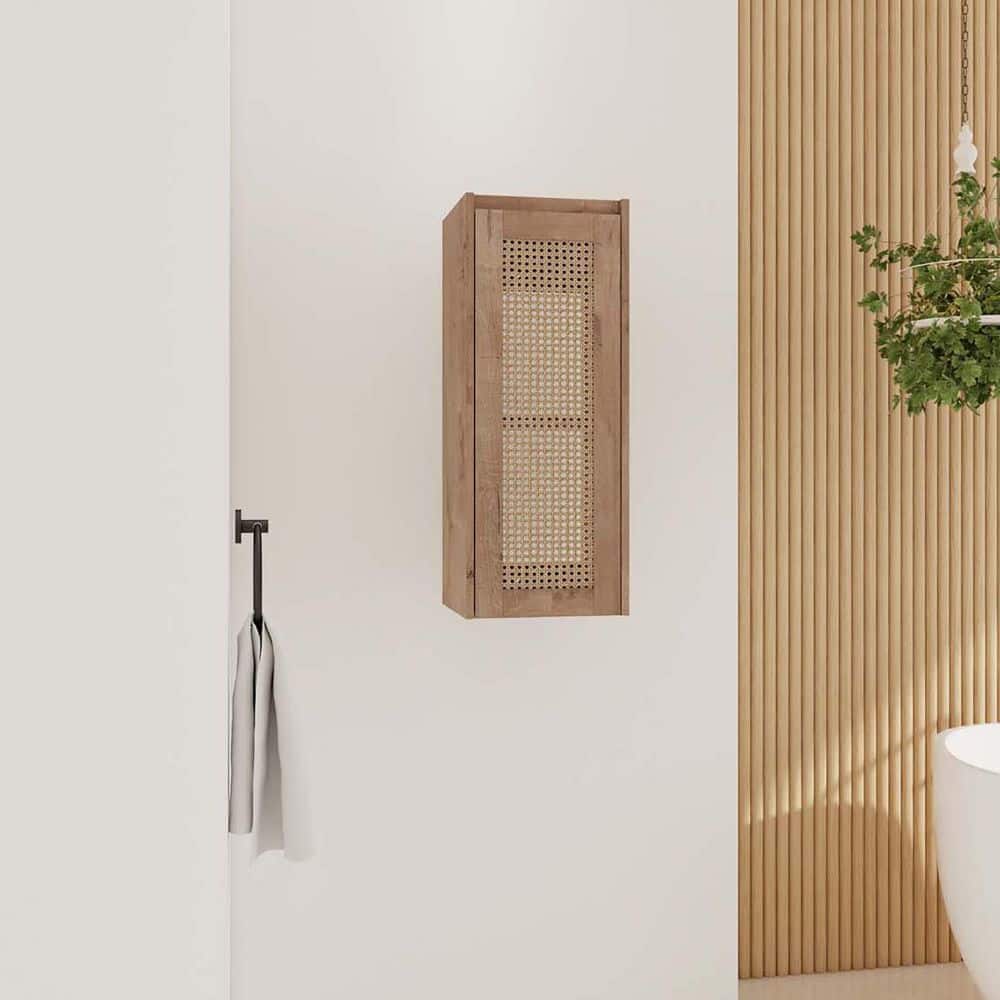11.81 in. W x 9.81 in. D Brown Decorative Wall Shelf, Bathroom Side Cabinet