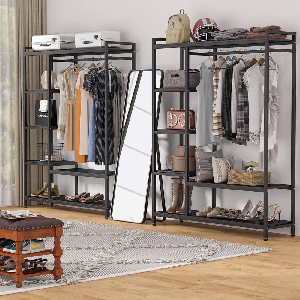 Buy Billie Black Armoire with 6Storage Shelves and Beach Industrial