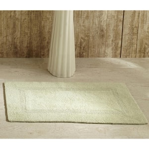 Lux Collection Sage 21 in. x 34 in. 100% Cotton Reversible Race Track Pattern Bath Rug