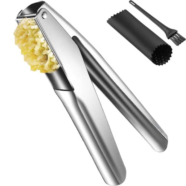 Garlic Press Stainless Steel, Premium Garlic Mincer Tool, Easy Squeeze, Large Trough, Ergonomic Handle and Rust Proof