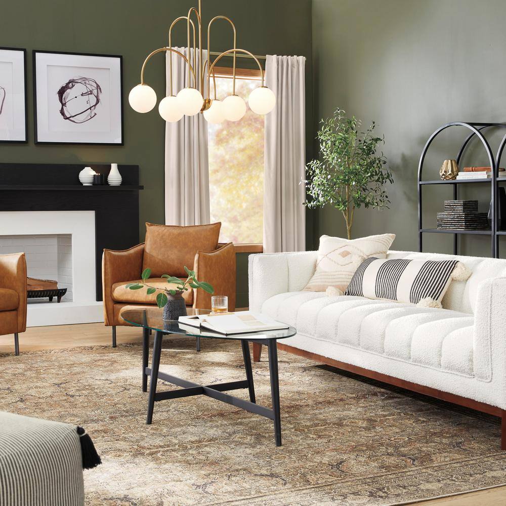 Mid-Century Blackened Bronze Oval Glass Coffee Table