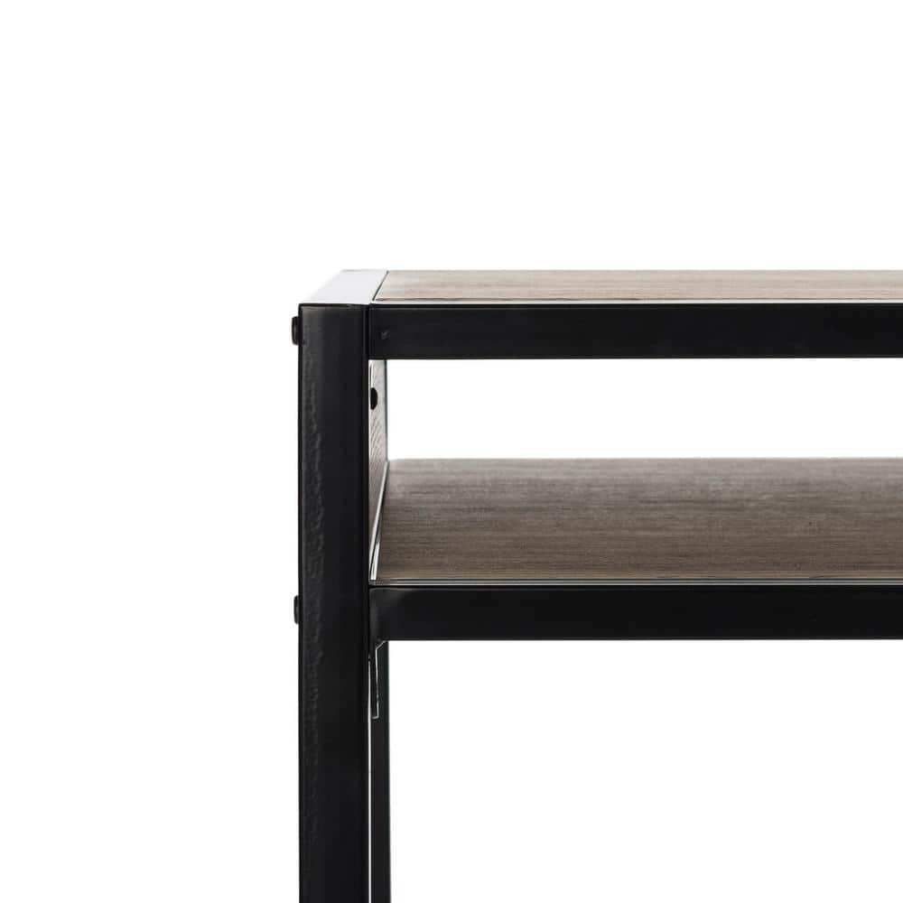 Alan Rustic Brown and Black Wood Corner Desk with Drawer