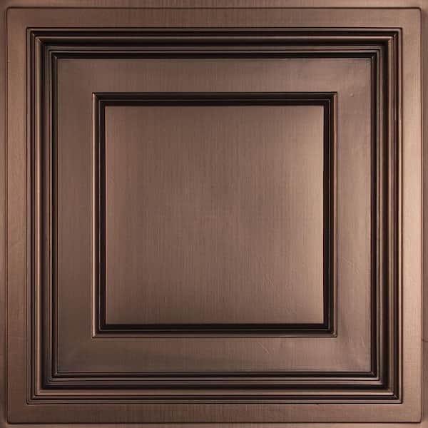 Ceilume Madison Faux Bronze 2 ft. x 2 ft. Lay-in Coffered Ceiling Panel (Case of 6)