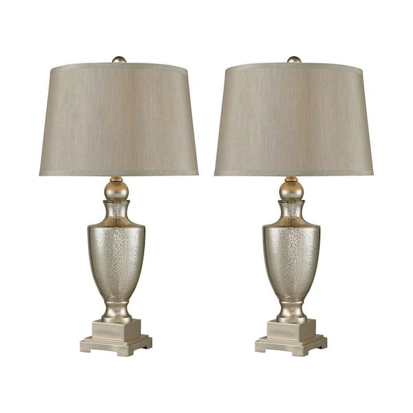 Titan Lighting 29 in. Antique Mercury Glass Table Lamps with Silver Accents (Set of 2)