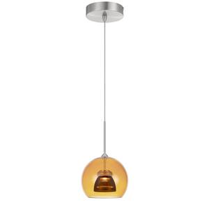 5.5 in. Integrated LED Amber Smoke Clear Metal and Glass Indoor Pendant