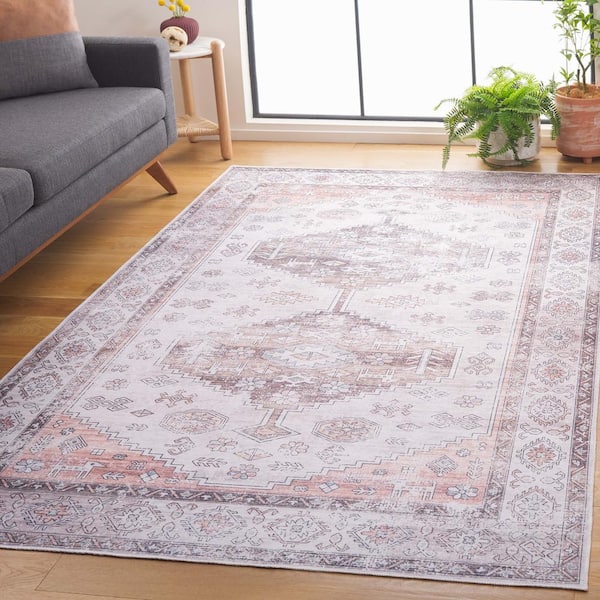 Arizona Beige/Taupe 3 ft. x 5 ft. Distressed Border Ornate Machine Washable Area Rug