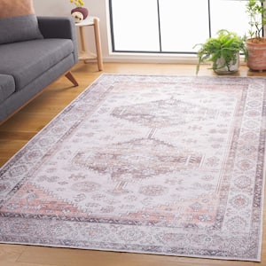 Arizona Beige/Taupe 6 ft. x 9 ft. Distressed Border Ornate Machine Washable Area Rug