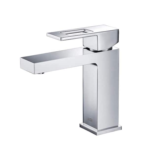KIBI Single Handle Lever Handle Single Hole Bathroom Sink Faucet with Supply Lines and Adjustable Flow Rate in Chrome