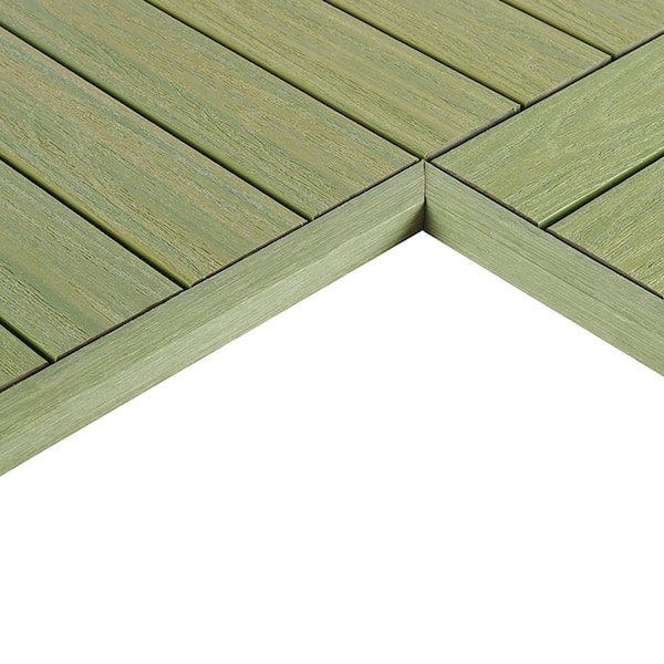 NewTechWood 1/12 ft. x 1 ft. Quick Deck Composite Deck Tile Inside Corner Trim in Irish Green (2-Pieces/Box)