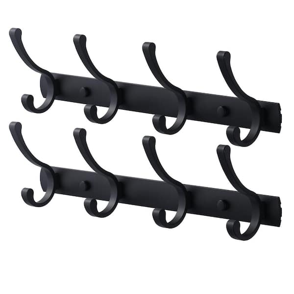 2 Pack Wall Mounted Bathroom J-Hook Robe/Towel Hook in Matte Black