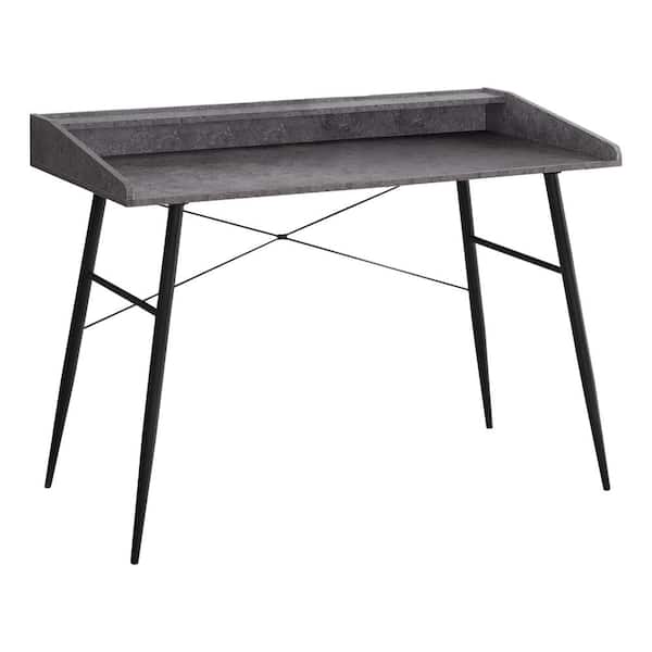 Unbranded COMPUTER DESK - SMALL HUTCH / 2 STORAGE CUBBIES / 1 SHELF - 48"L - GREY STONE-LOOK / BLACK