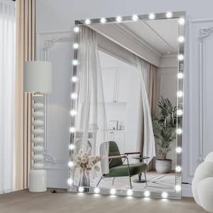 72 in. W x 48 in. H Large Rectangular Aluminum Framed LED Dimmable Wall Bathroom Vanity Full Body Mirror in Silver